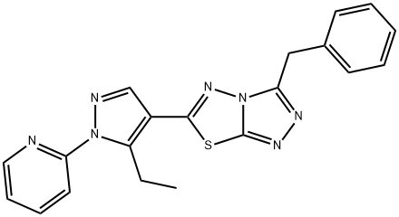 957498-81-6 3-benzyl-6-[5-ethyl-1-(2-pyridinyl)-1H-pyrazol-4-yl][1,2,4]triazolo[3,4-b][1,3,4]thiadiazole