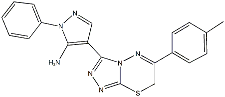 4-[6-(4-methylphenyl)-7H-[1,2,4]triazolo[3,4-b][1,3,4]thiadiazin-3-yl]-1-phenyl-1H-pyrazol-5-ylamine Struktur
