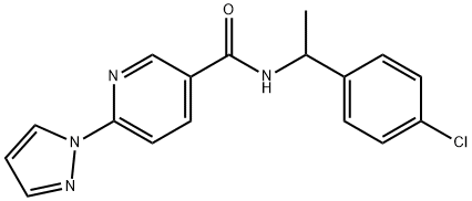N-[1-(4-chlorophenyl)ethyl]-6-(1H-pyrazol-1-yl)nicotinamide 结构式