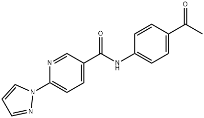 N-(4-acetylphenyl)-6-(1H-pyrazol-1-yl)nicotinamide 化学構造式