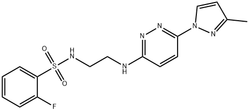 2-fluoro-N-(2-{[6-(3-methyl-1H-pyrazol-1-yl)-3-pyridazinyl]amino}ethyl)benzenesulfonamide Structure