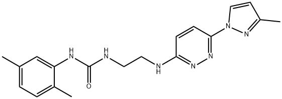 N-(2,5-dimethylphenyl)-N'-(2-{[6-(3-methyl-1H-pyrazol-1-yl)-3-pyridazinyl]amino}ethyl)urea 化学構造式