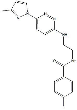 4-fluoro-N-(2-{[6-(3-methyl-1H-pyrazol-1-yl)-3-pyridazinyl]amino}ethyl)benzamide 化学構造式
