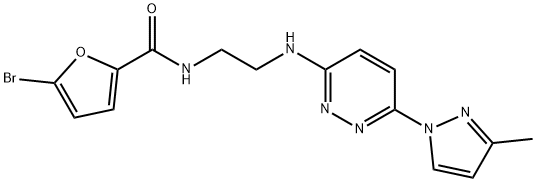 5-bromo-N-(2-{[6-(3-methyl-1H-pyrazol-1-yl)-3-pyridazinyl]amino}ethyl)-2-furamide Struktur