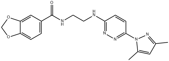 N-(2-{[6-(3,5-dimethyl-1H-pyrazol-1-yl)-3-pyridazinyl]amino}ethyl)-1,3-benzodioxole-5-carboxamide Structure