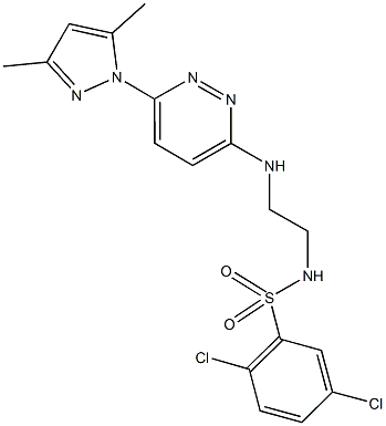 2,5-dichloro-N-(2-{[6-(3,5-dimethyl-1H-pyrazol-1-yl)-3-pyridazinyl]amino}ethyl)benzenesulfonamide 结构式