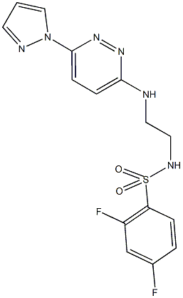 2,4-difluoro-N-(2-{[6-(1H-pyrazol-1-yl)-3-pyridazinyl]amino}ethyl)benzenesulfonamide 化学構造式