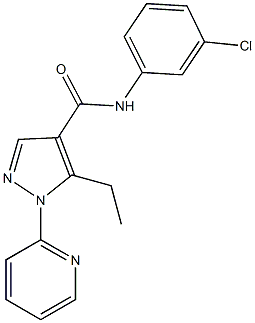 N-(3-chlorophenyl)-5-ethyl-1-(2-pyridinyl)-1H-pyrazole-4-carboxamide 化学構造式