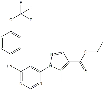 ethyl 5-methyl-1-{6-[4-(trifluoromethoxy)anilino]-4-pyrimidinyl}-1H-pyrazole-4-carboxylate Struktur