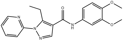 N-(3,4-dimethoxyphenyl)-5-ethyl-1-(2-pyridinyl)-1H-pyrazole-4-carboxamide Struktur