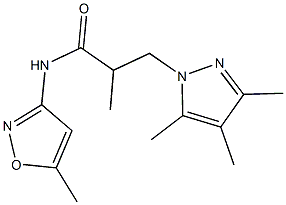 2-methyl-N-(5-methyl-3-isoxazolyl)-3-(3,4,5-trimethyl-1H-pyrazol-1-yl)propanamide Struktur