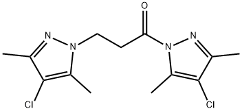 4-chloro-1-[3-(4-chloro-3,5-dimethyl-1H-pyrazol-1-yl)propanoyl]-3,5-dimethyl-1H-pyrazole 化学構造式