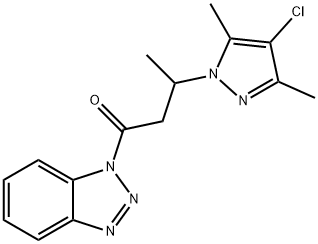 1-[3-(4-chloro-3,5-dimethyl-1H-pyrazol-1-yl)butanoyl]-1H-1,2,3-benzotriazole 结构式