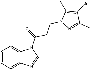 1-[3-(4-bromo-3,5-dimethyl-1H-pyrazol-1-yl)propanoyl]-1H-benzimidazole 化学構造式