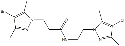 3-(4-bromo-3,5-dimethyl-1H-pyrazol-1-yl)-N-[2-(4-chloro-3,5-dimethyl-1H-pyrazol-1-yl)ethyl]propanamide,957502-50-0,结构式