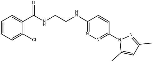 2-chloro-N-(2-{[6-(3,5-dimethyl-1H-pyrazol-1-yl)-3-pyridazinyl]amino}ethyl)benzamide Structure