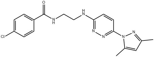 4-chloro-N-(2-{[6-(3,5-dimethyl-1H-pyrazol-1-yl)-3-pyridazinyl]amino}ethyl)benzamide Struktur