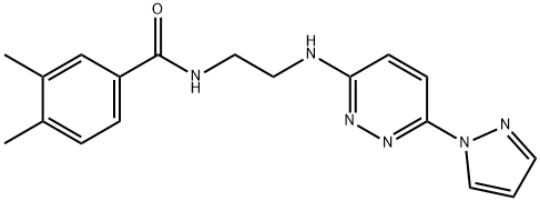 3,4-dimethyl-N-(2-{[6-(1H-pyrazol-1-yl)-3-pyridazinyl]amino}ethyl)benzamide|