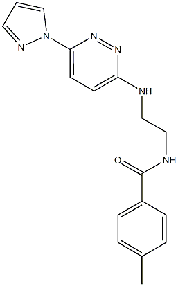 4-methyl-N-(2-{[6-(1H-pyrazol-1-yl)-3-pyridazinyl]amino}ethyl)benzamide Struktur