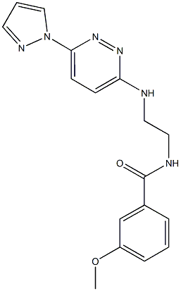 3-methoxy-N-(2-{[6-(1H-pyrazol-1-yl)-3-pyridazinyl]amino}ethyl)benzamide,957505-37-2,结构式