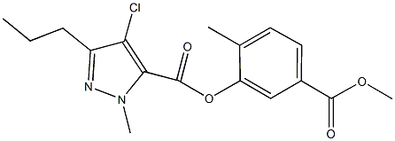 5-(methoxycarbonyl)-2-methylphenyl 4-chloro-1-methyl-3-propyl-1H-pyrazole-5-carboxylate 结构式