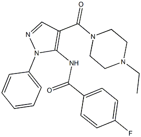 N-{4-[(4-ethyl-1-piperazinyl)carbonyl]-1-phenyl-1H-pyrazol-5-yl}-4-fluorobenzamide Structure