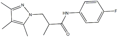 N-(4-fluorophenyl)-2-methyl-3-(3,4,5-trimethyl-1H-pyrazol-1-yl)propanamide Structure