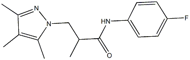 N-(4-fluorophenyl)-2-methyl-3-(3,4,5-trimethyl-1H-pyrazol-1-yl)propanamide,957507-05-0,结构式