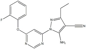 5-amino-3-ethyl-1-[6-(2-fluorophenoxy)-4-pyrimidinyl]-1H-pyrazole-4-carbonitrile 化学構造式