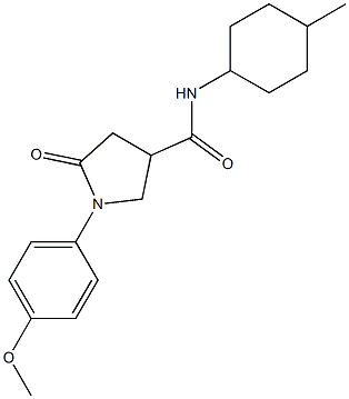 1-(4-methoxyphenyl)-N-(4-methylcyclohexyl)-5-oxo-3-pyrrolidinecarboxamide 化学構造式