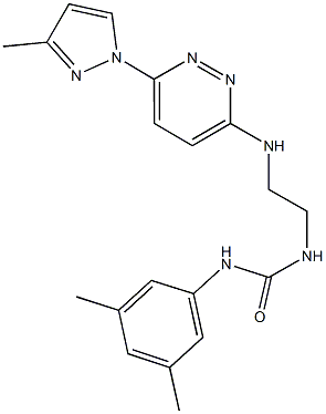 N-(3,5-dimethylphenyl)-N'-(2-{[6-(3-methyl-1H-pyrazol-1-yl)-3-pyridazinyl]amino}ethyl)urea 化学構造式