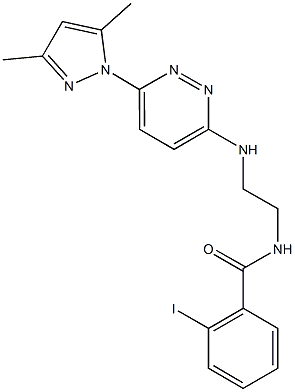 N-(2-{[6-(3,5-dimethyl-1H-pyrazol-1-yl)-3-pyridazinyl]amino}ethyl)-2-iodobenzamide Struktur