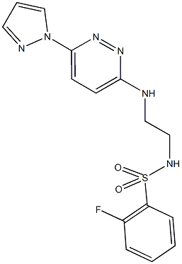 2-fluoro-N-(2-{[6-(1H-pyrazol-1-yl)-3-pyridazinyl]amino}ethyl)benzenesulfonamide 化学構造式