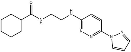 N-(2-{[6-(1H-pyrazol-1-yl)-3-pyridazinyl]amino}ethyl)cyclohexanecarboxamide 结构式