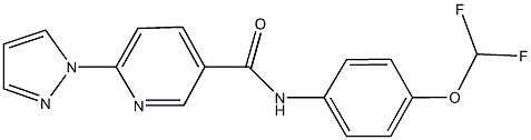 N-[4-(difluoromethoxy)phenyl]-6-(1H-pyrazol-1-yl)nicotinamide 化学構造式