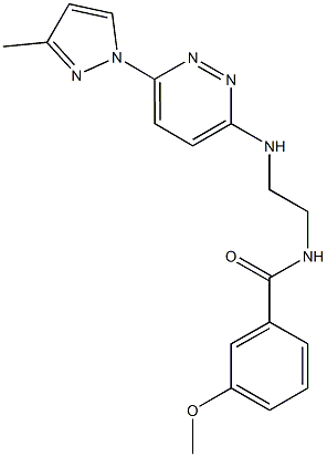 3-methoxy-N-(2-{[6-(3-methyl-1H-pyrazol-1-yl)-3-pyridazinyl]amino}ethyl)benzamide Struktur