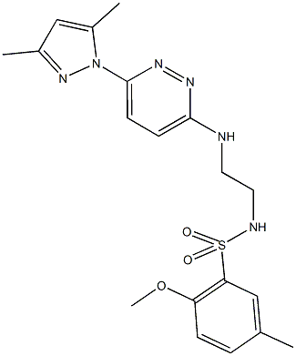 N-(2-{[6-(3,5-dimethyl-1H-pyrazol-1-yl)-3-pyridazinyl]amino}ethyl)-2-methoxy-5-methylbenzenesulfonamide Structure