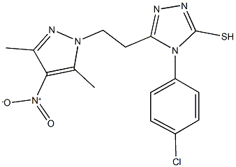 4-(4-chlorophenyl)-3-(2-{4-nitro-3,5-dimethyl-1H-pyrazol-1-yl}ethyl)-5-sulfanyl-4H-1,2,4-triazole Structure