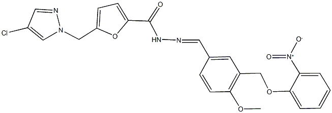 5-[(4-chloro-1H-pyrazol-1-yl)methyl]-N'-[3-({2-nitrophenoxy}methyl)-4-methoxybenzylidene]-2-furohydrazide Structure