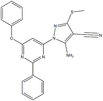 5-amino-3-(methylsulfanyl)-1-(6-phenoxy-2-phenyl-4-pyrimidinyl)-1H-pyrazole-4-carbonitrile Structure