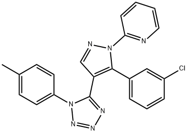 2-{5-(3-chlorophenyl)-4-[1-(4-methylphenyl)-1H-tetraazol-5-yl]-1H-pyrazol-1-yl}pyridine Structure