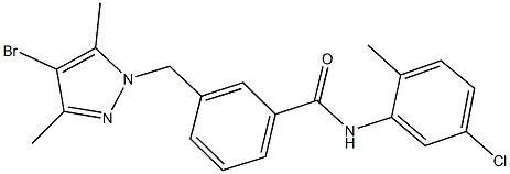 3-[(4-bromo-3,5-dimethyl-1H-pyrazol-1-yl)methyl]-N-(5-chloro-2-methylphenyl)benzamide Struktur