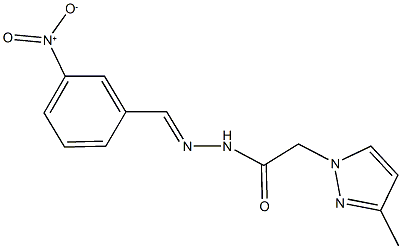 N'-{3-nitrobenzylidene}-2-(3-methyl-1H-pyrazol-1-yl)acetohydrazide 结构式