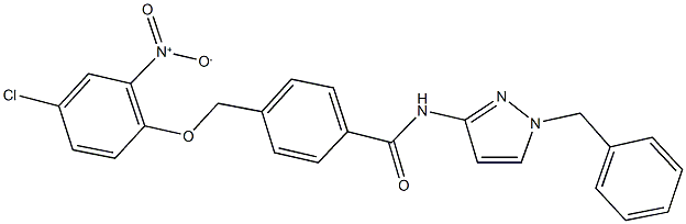 N-(1-benzyl-1H-pyrazol-3-yl)-4-({4-chloro-2-nitrophenoxy}methyl)benzamide Struktur