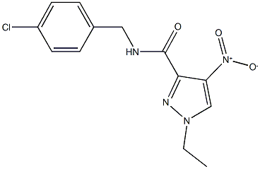 N-(4-chlorobenzyl)-1-ethyl-4-nitro-1H-pyrazole-3-carboxamide 化学構造式