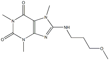 8-[(3-methoxypropyl)amino]-1,3,7-trimethyl-3,7-dihydro-1H-purine-2,6-dione 化学構造式