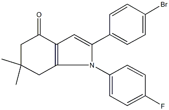 2-(4-bromophenyl)-1-(4-fluorophenyl)-6,6-dimethyl-1,5,6,7-tetrahydro-4H-indol-4-one 化学構造式