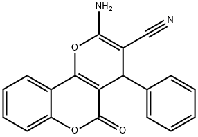 2-amino-5-oxo-4-phenyl-4H,5H-pyrano[3,2-c]chromene-3-carbonitrile 结构式