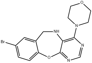 8-bromo-4-(4-morpholinyl)-5,6-dihydropyrimido[4,5-b][1,4]benzoxazepine,96859-10-8,结构式