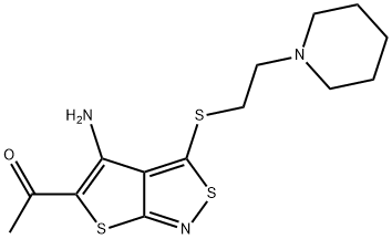 1-(4-amino-3-{[2-(1-piperidinyl)ethyl]sulfanyl}thieno[2,3-c]isothiazol-5-yl)ethanone Structure